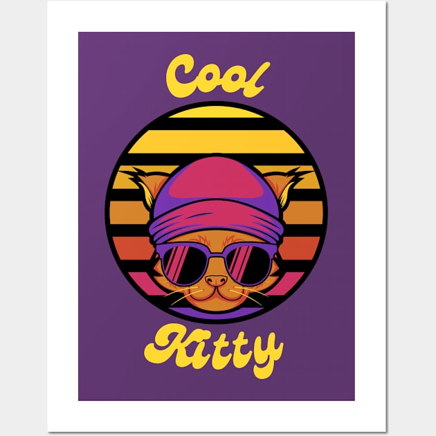 Cool Kitty Retro Shirt - Funky Vintage Cat Graphic Tee, Quirky Hipster Fashion, Perfect Gift for Cool Cat Owners Wall Art by TeeGeek Boutique